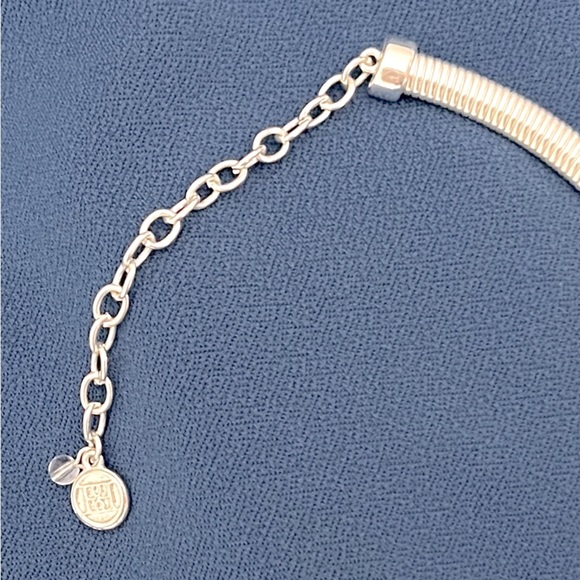 Silver Choker Necklace Flat Snake Band No Tarnish 16”-18” Long - Picture 2 of 4